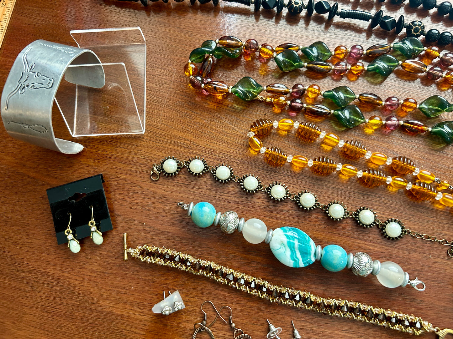 Vintage to Now Southwest Boho Jewelry Lot Faux Turquoise Pearl Beads Shell More