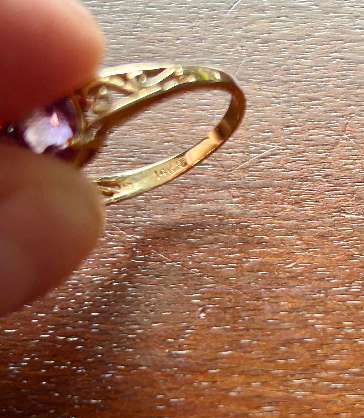 14k Yellow Gold 3 Oval Amethyst Cocktail Ring Sz 7.75