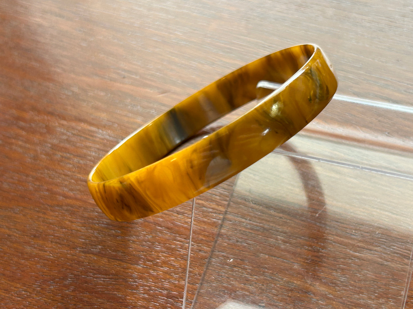 Vintage Butterscotch Marbled Bakelite Catalan Bangle Bracelet