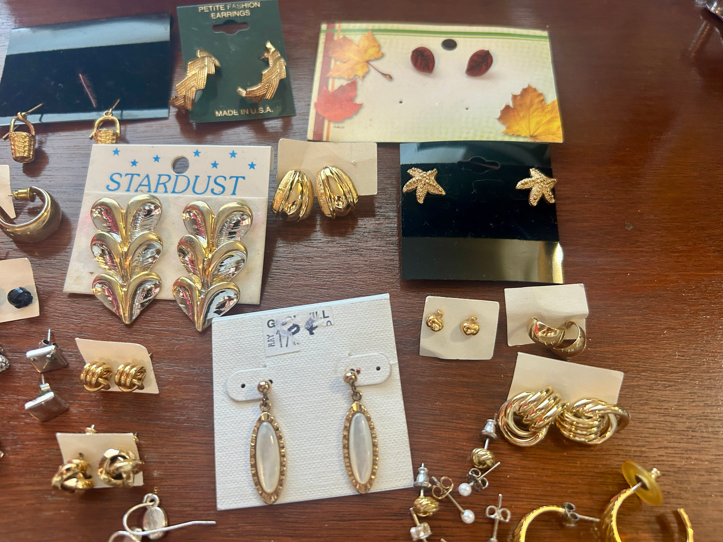 Vintage to Now Earring Lot 80s Gold Tone Knot Studs Hoops Cloisonne Bead Dangly