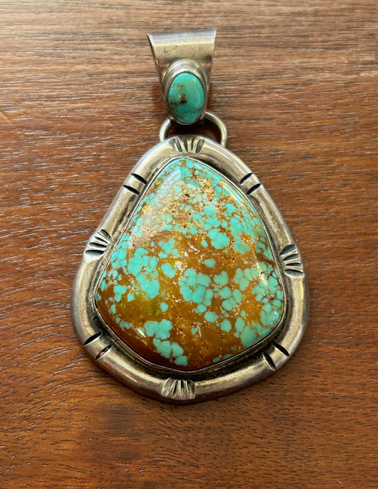 Vintage Sterling Silver 925 & Turquoise Large Pendant Southwestern