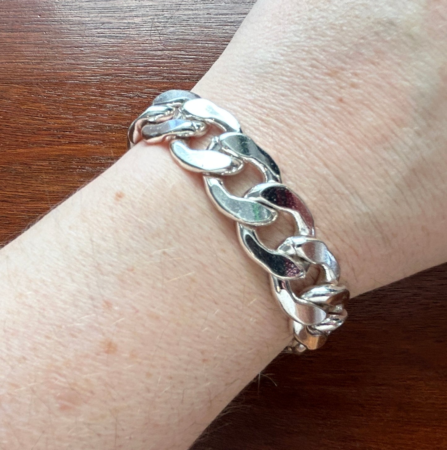 Vintage Silver Tone Chunky Chain Link Bracelet