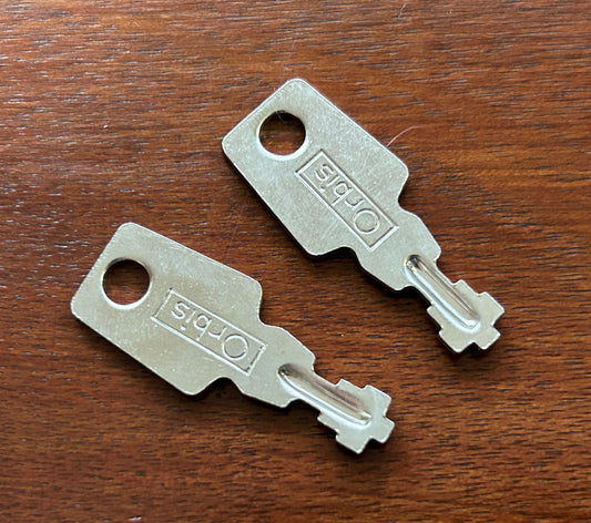 Set of 2 Vintage Orbis #501 Luggage Key Keys