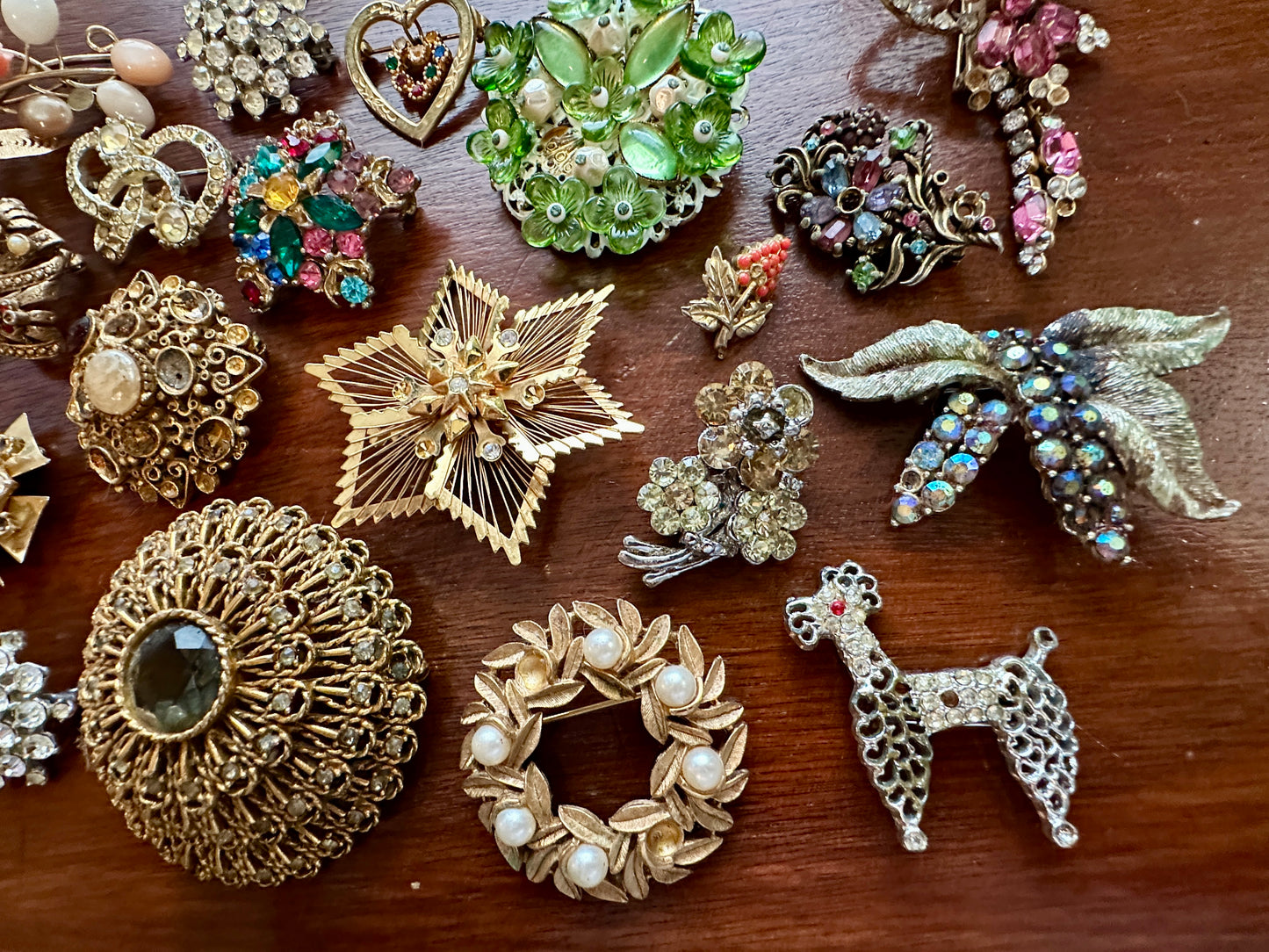 Vintage Brooch Harvest Craft Repair Lot Rhinestones Beads Florenza Art Napier