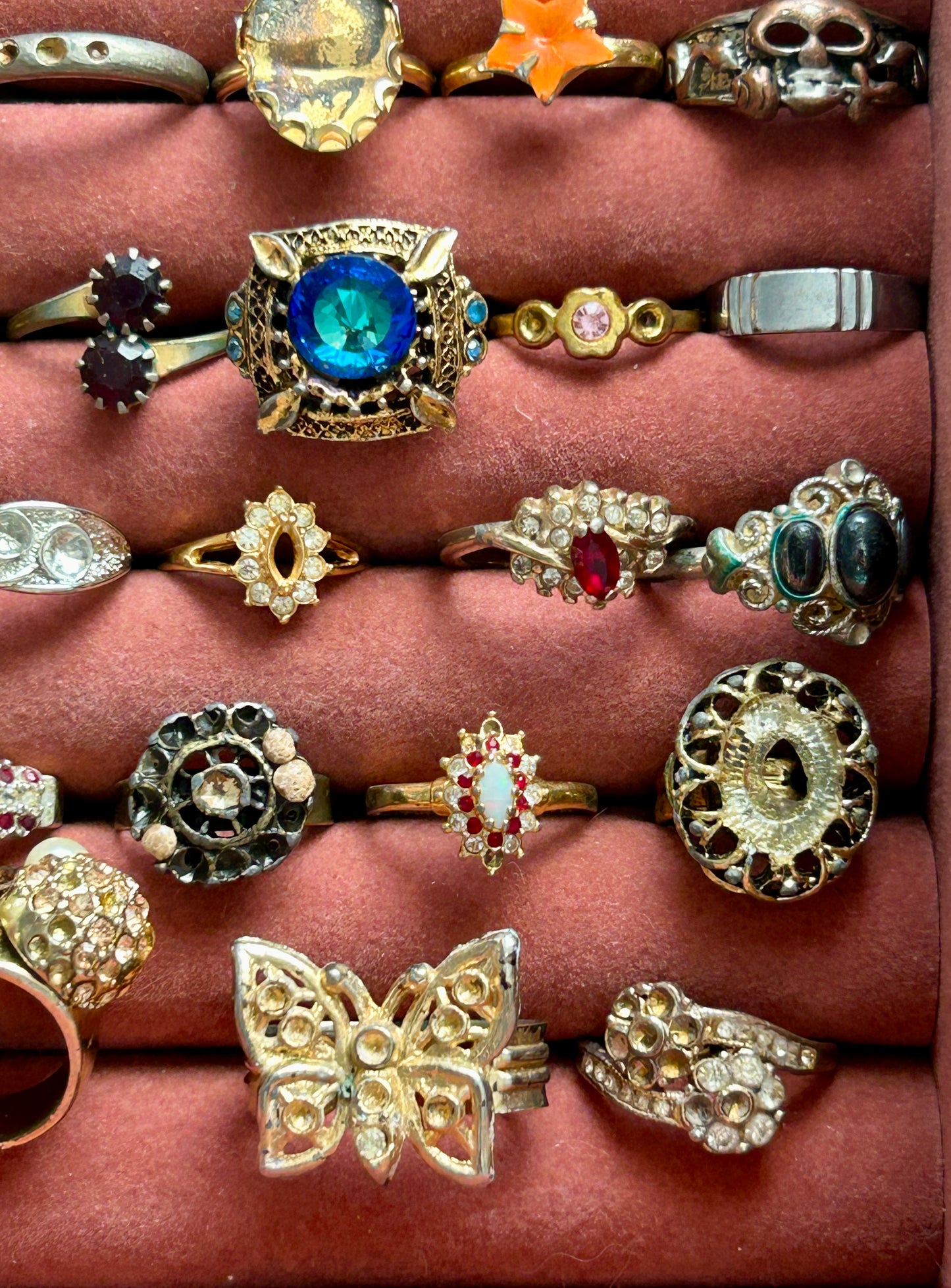 Vintage Lot Costume Fashion Cocktail Rings DAMAGED Harvest Rhinestone Craft