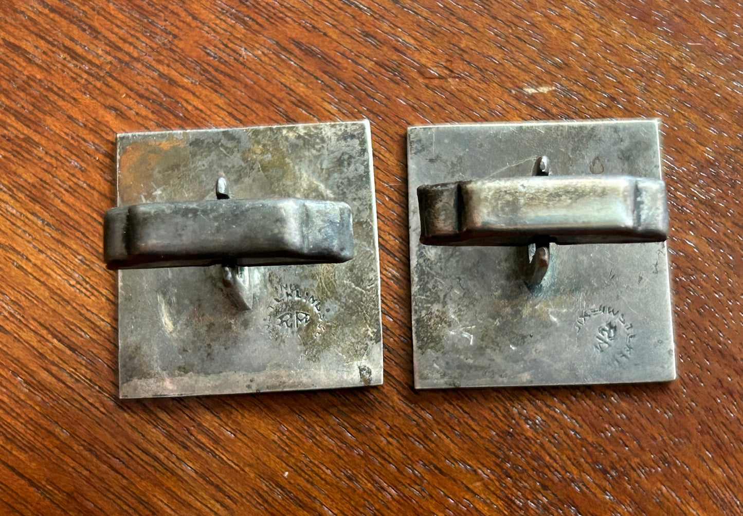 Vintage Designer RM Sterling Silver 925 Aztec Mayan Warrior Relief Cuff Links