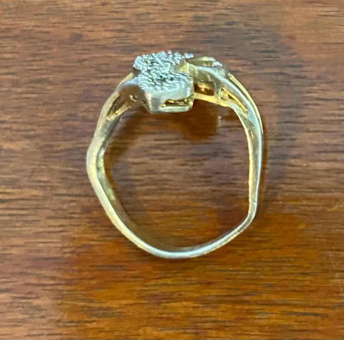 Gold Vermeil Sterling Silver 925 Diamond Heart Ring Sz 7