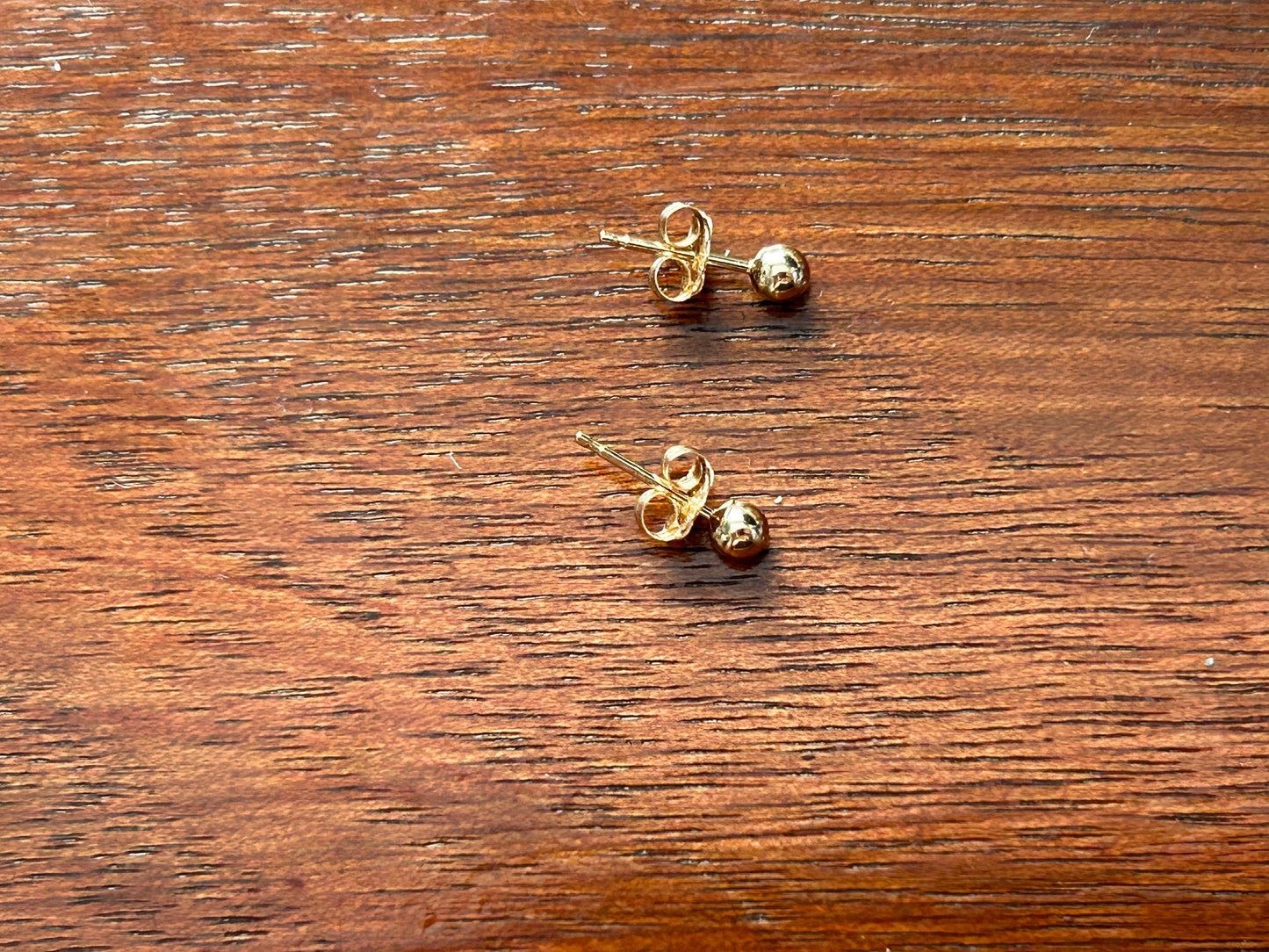 Tiny 14k Yellow Gold Stud 3mm Ball Bead End Earrings