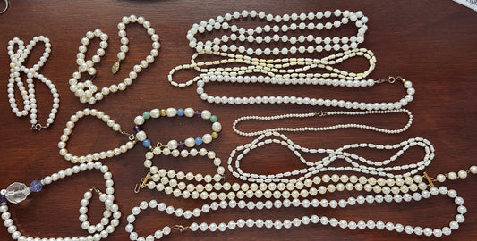 Vintage to Now Faux Pearl Bead Necklace Strands Bracelets Lot