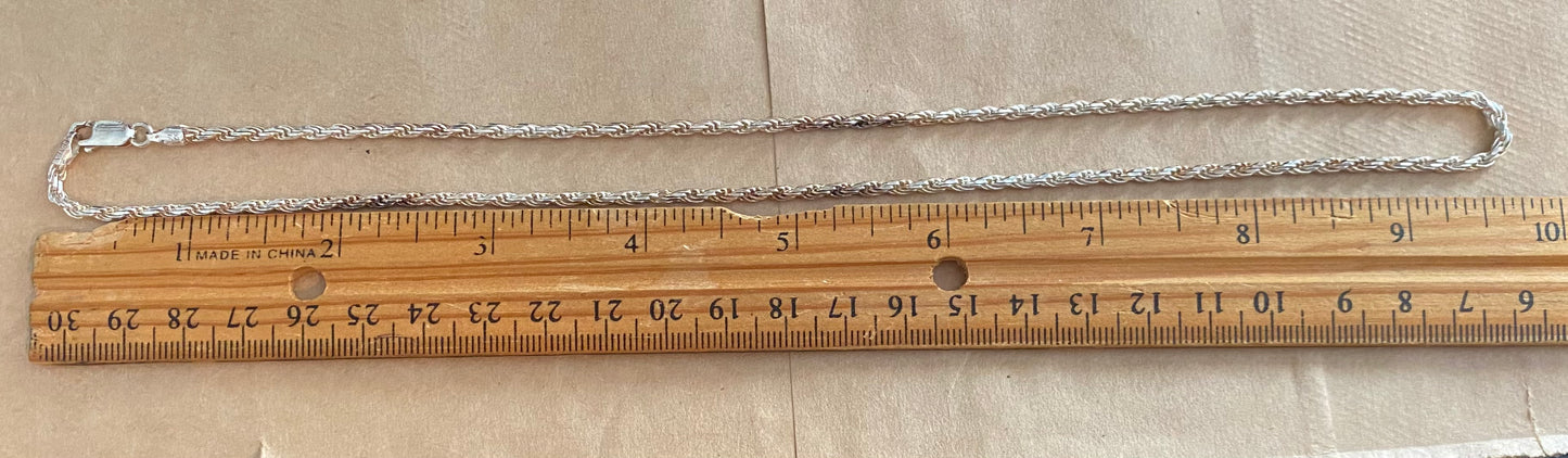 Sterling Silver 925 20" Long x 3mm Wide Chain Link Necklace