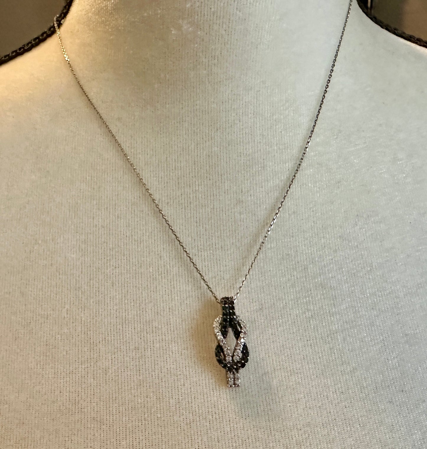 Sterling Silver 925 Black White Cubic Zirconia Jewelry Set Earrings Necklace
