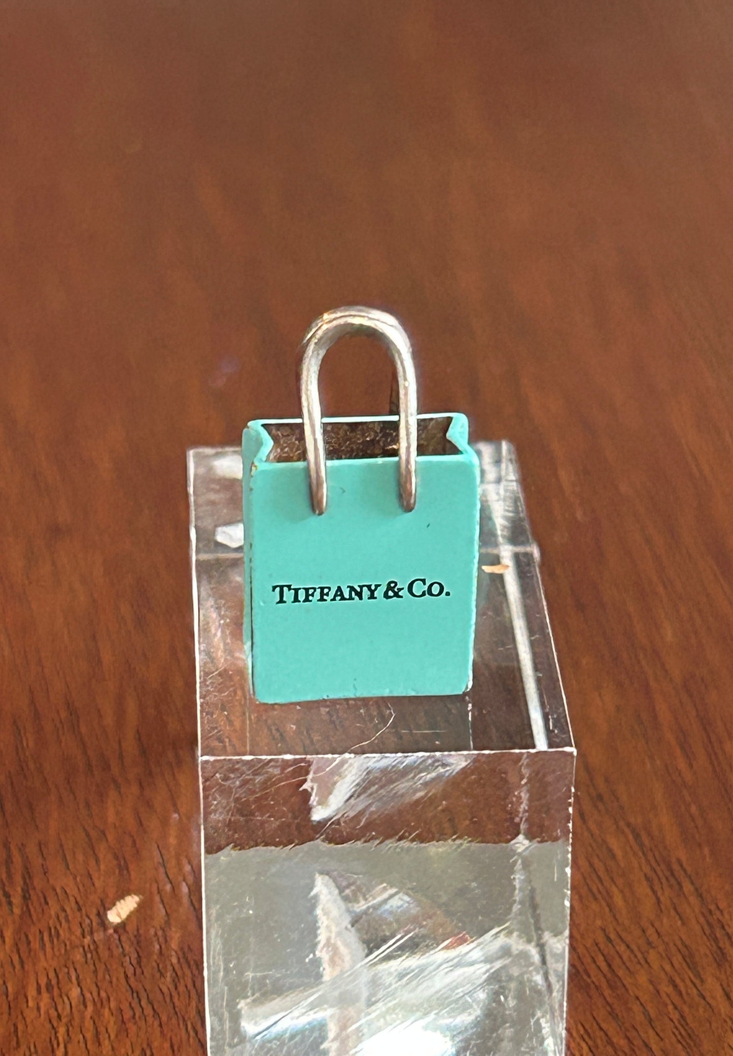 Tiffany & Co Sterling Silver 925 Blue Enamel Shopping Bag Charm Germany