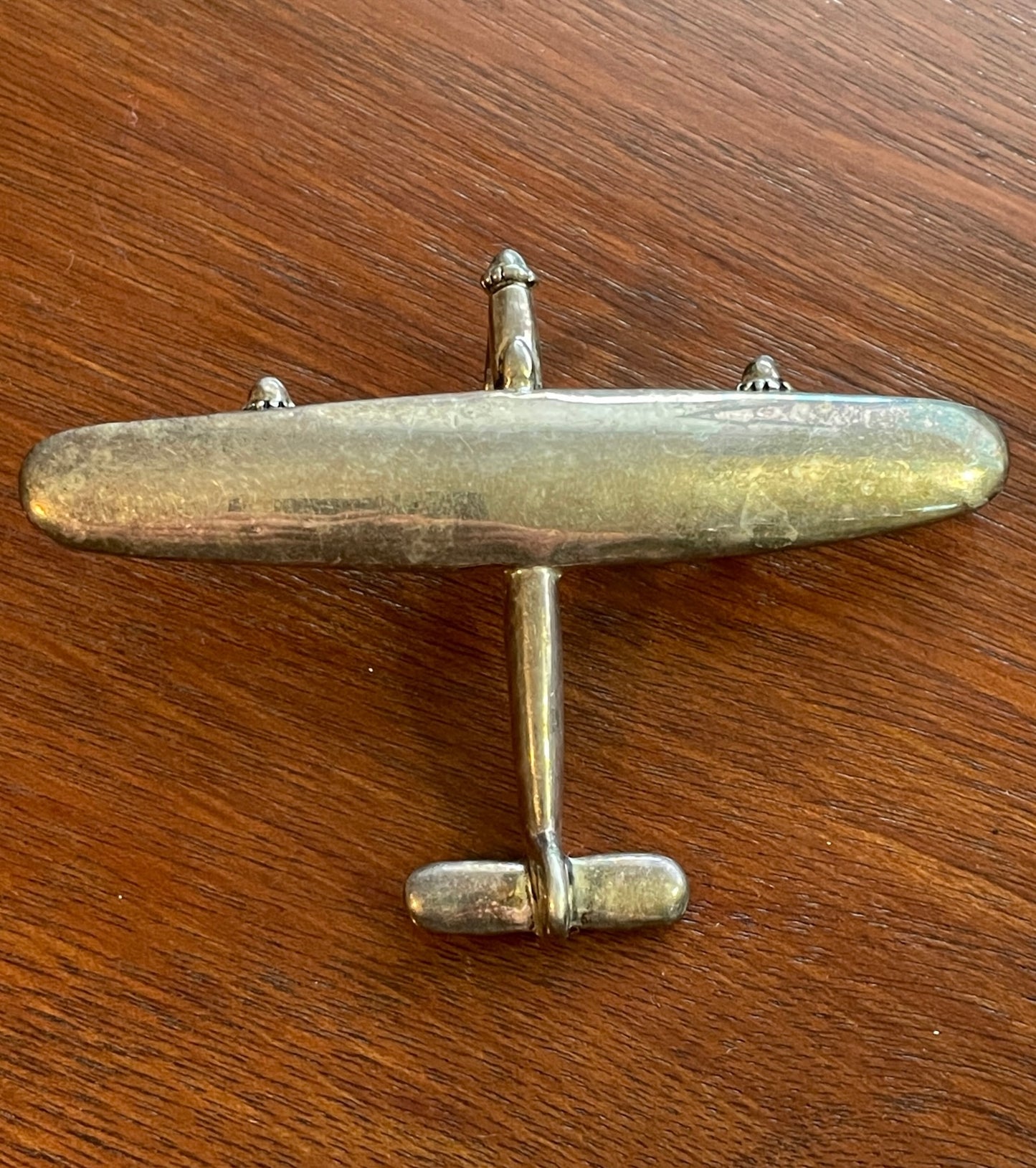 Vintage Silver-plate Large Airplane Jet Boeing Brooch Pin