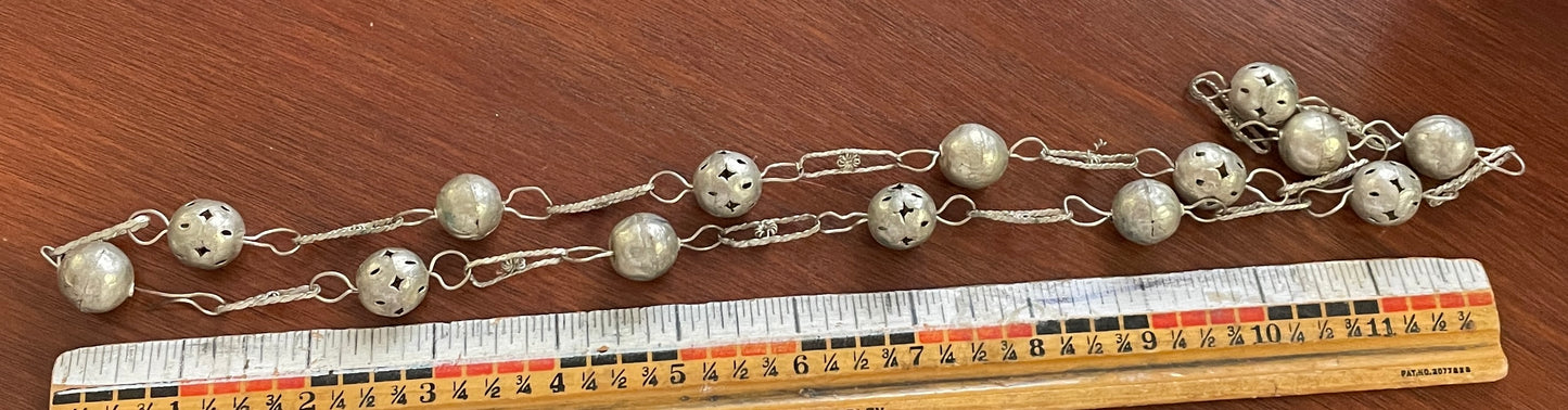 Vintage Long Silver Tone Chain & Ball Necklace Hook Style Clasp