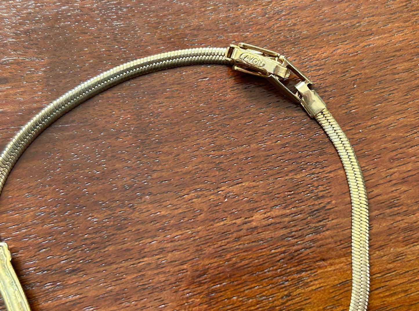 Vintage Avon V Bar Gold Tone & Rhinestone Bracelet