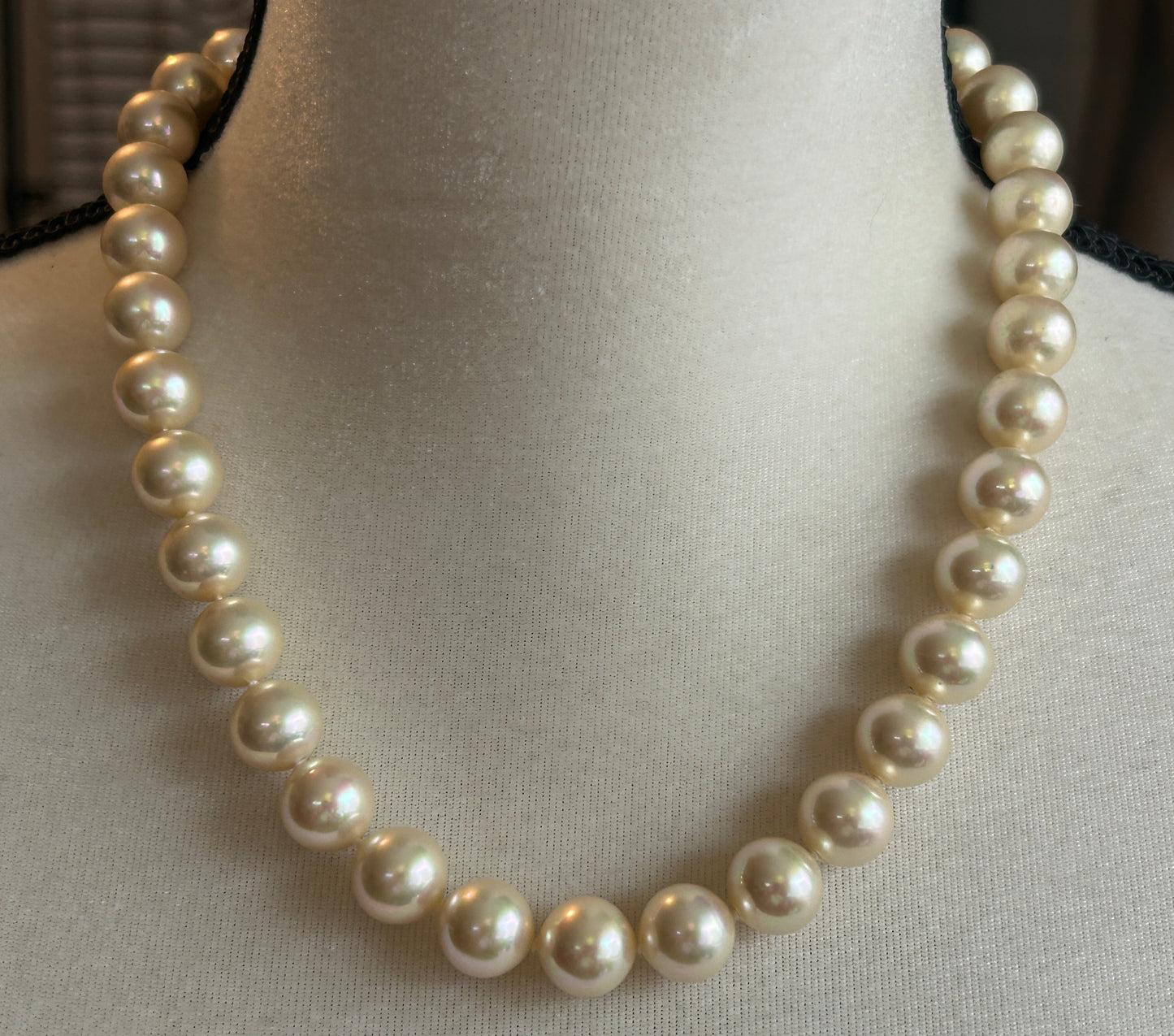 Vintage Majorica 12mm Faux Pearl Gold Vermeil Sterling Silver Necklace 20" Long