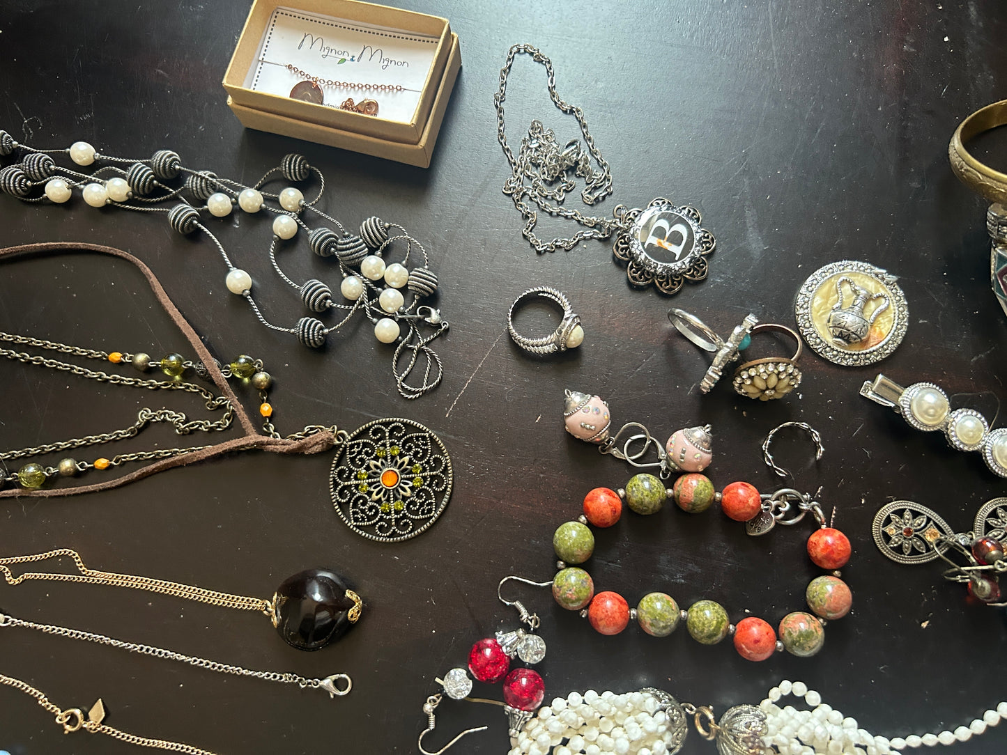 Vintage to Now Earthy Bead Jewelry Lot Necklaces Earrings Rings Braacelets 1.5lb