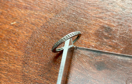 10k White Gold Diamond Wedding Band Ring Sz 3.75