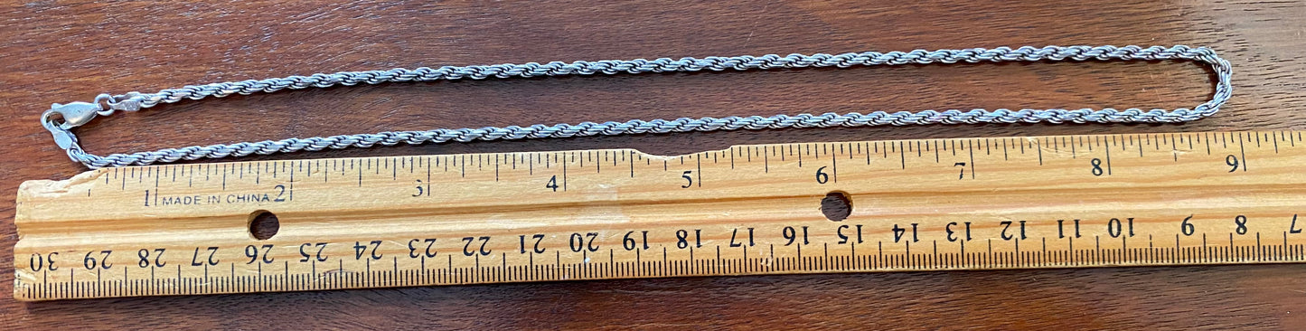 Sterling Silver 925 Twist Chain Link Necklace 18" Long x 2.5mm Wide