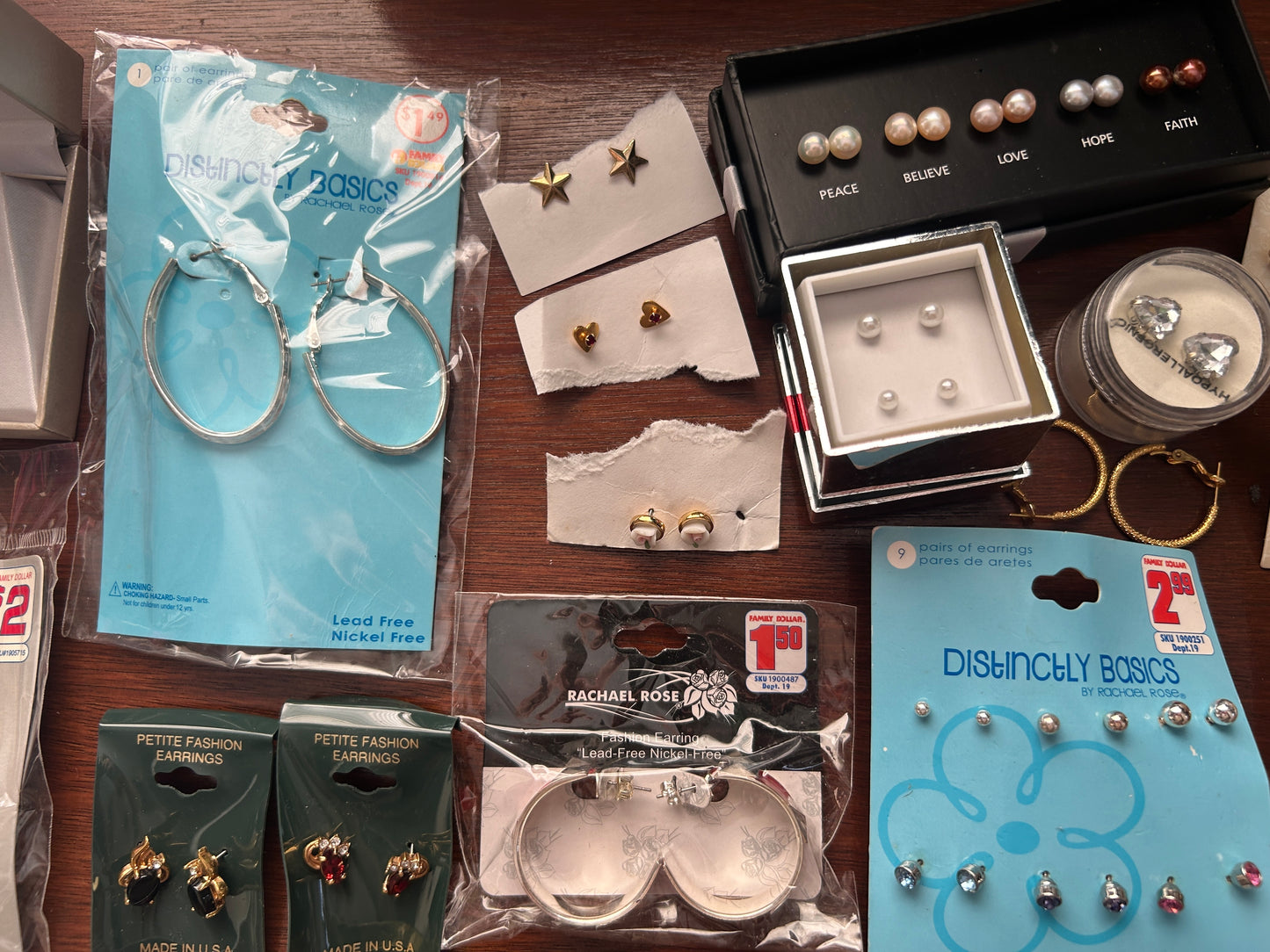 Contemporary Pierced Earring Lot Faux Pearl Stud Hoop Rhinestone & More