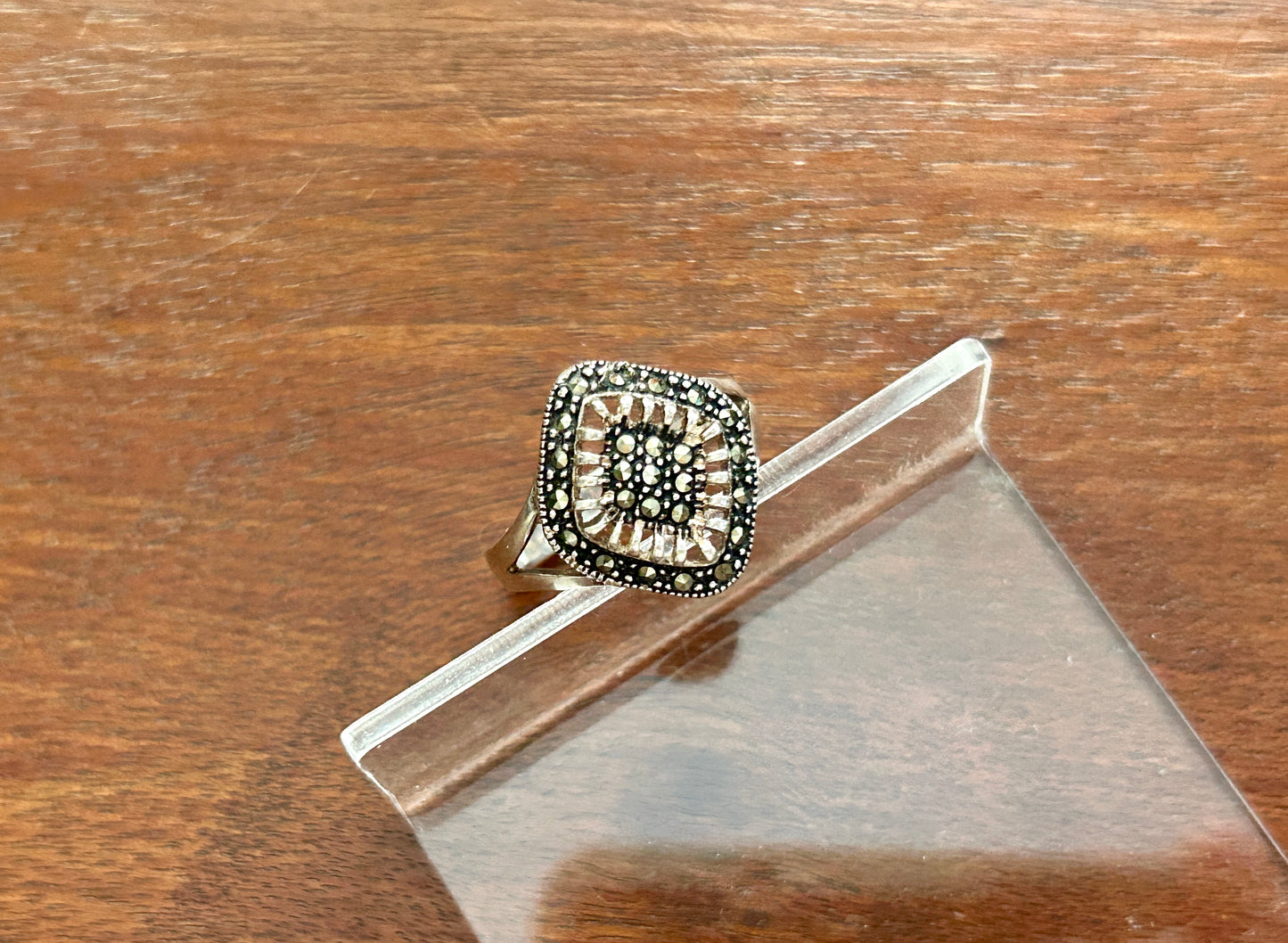 Designer Sterling Silver 925 Marcasite Ring Sz 8.5 Signed CN