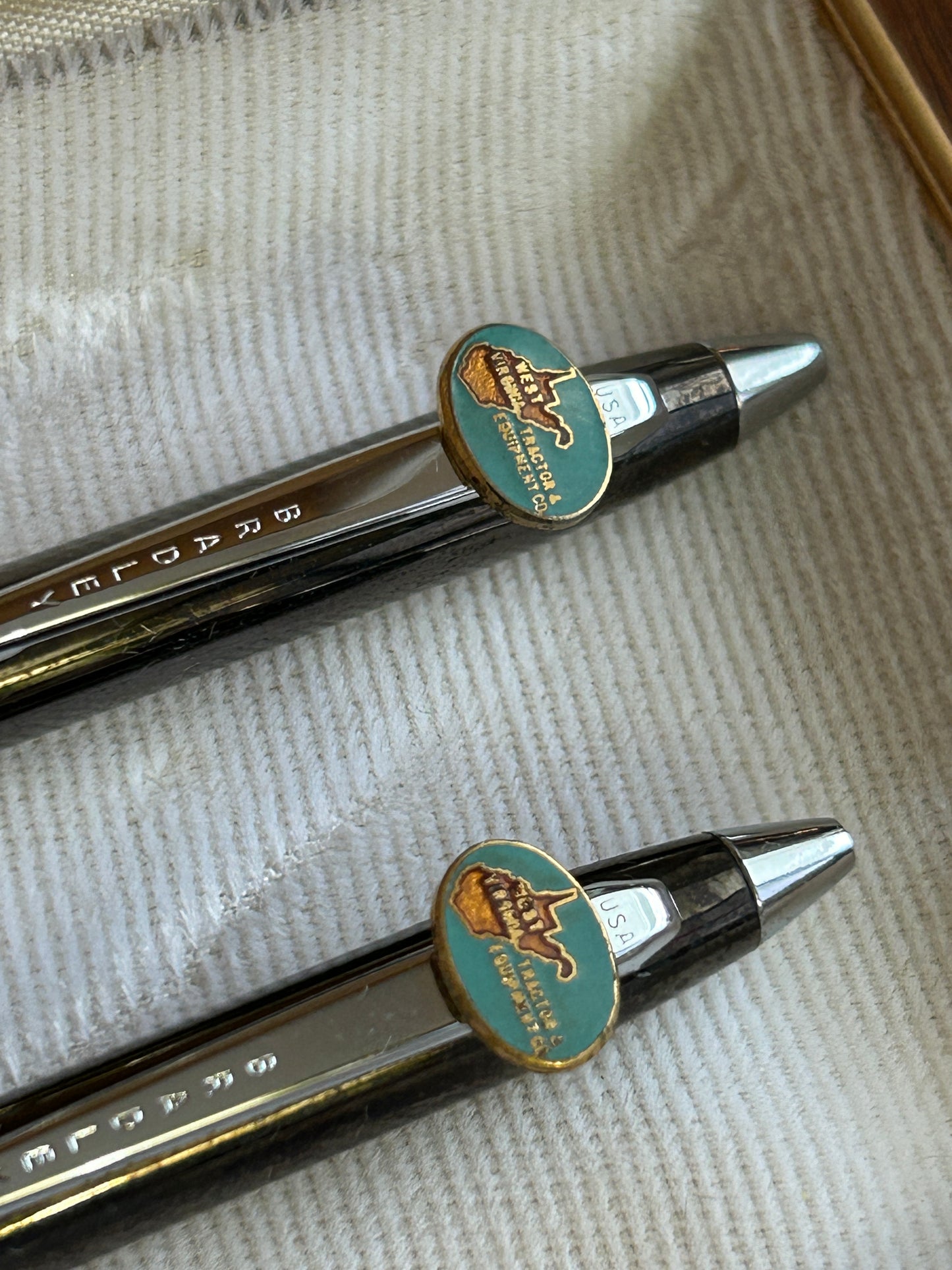 Vintage Bradley Old West Gunmetal Pen Pencil Set Advertising WVET Tractors