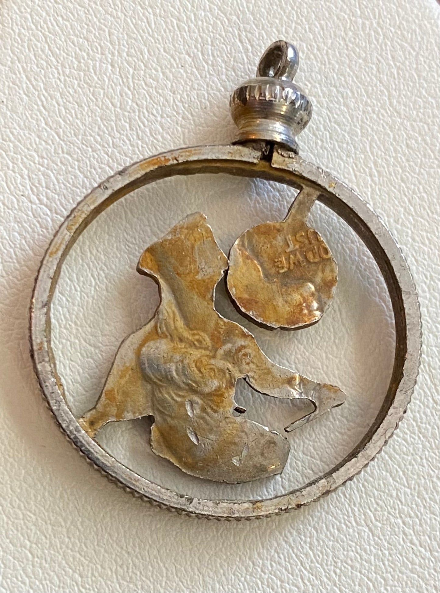 Vintage Bicentennial Quarter Cut Out In Bezel Necklace Pendant