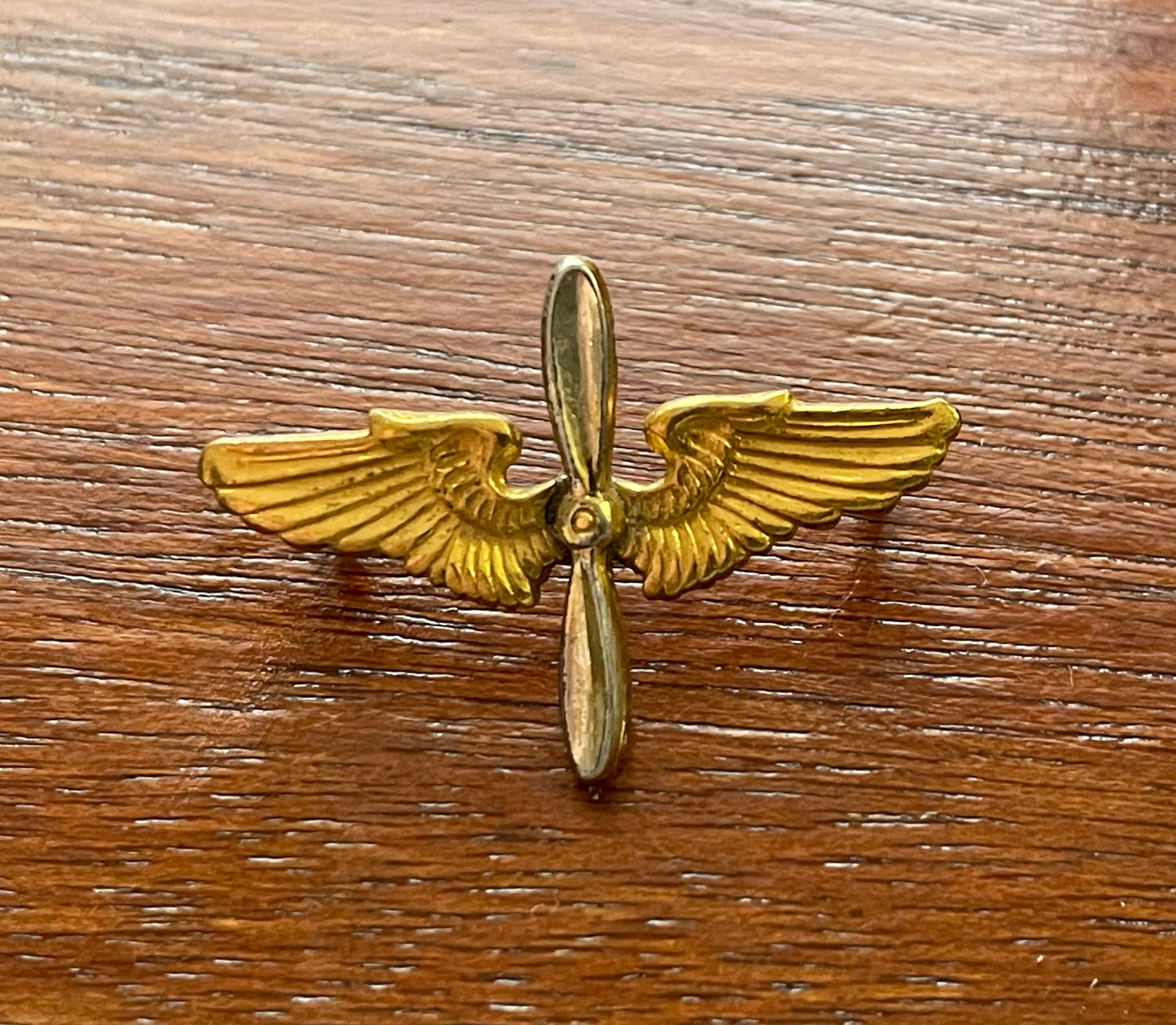 Vintage Gold Tone Military Propeller Wings Lapel Pin Brooch