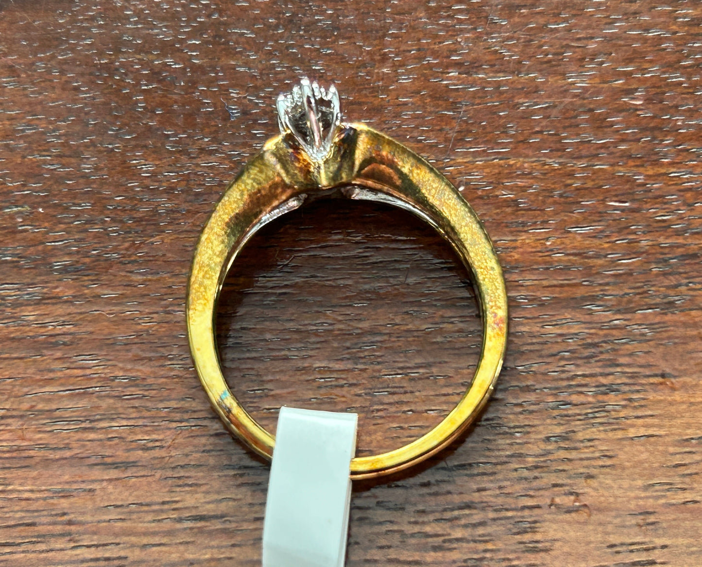 18k Yellow Gold over Sterling Silver 925 1/10ctw Diamond Promise Ring Sz 6.75