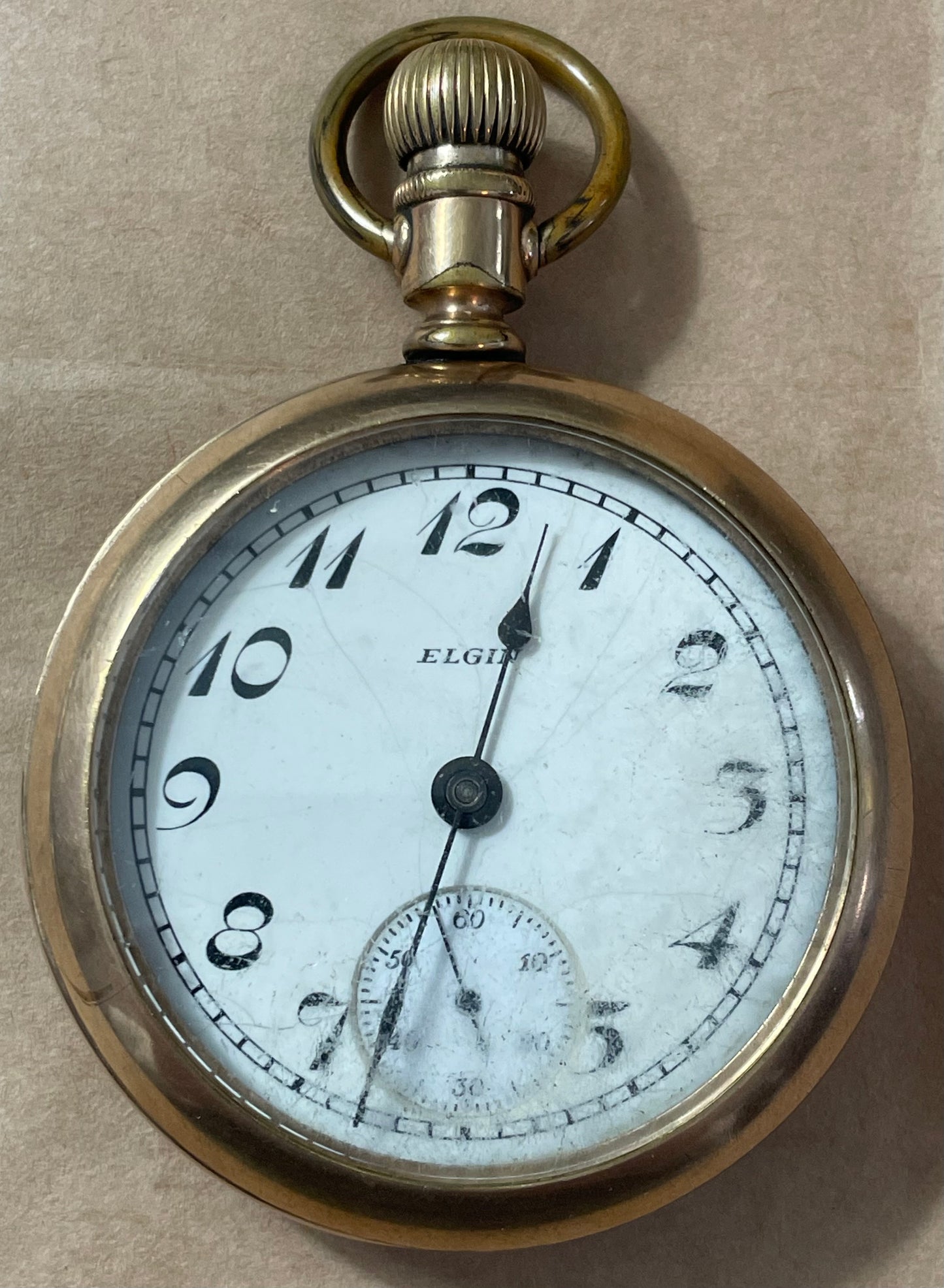 Antique 1901 Elgin Open Faced Pocket Watch 15J Gold Filled 18s