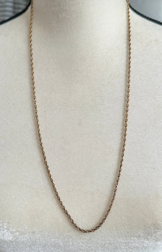 Vintage 1/20 12k Yellow Gold Filled Long Twist Chain Necklace