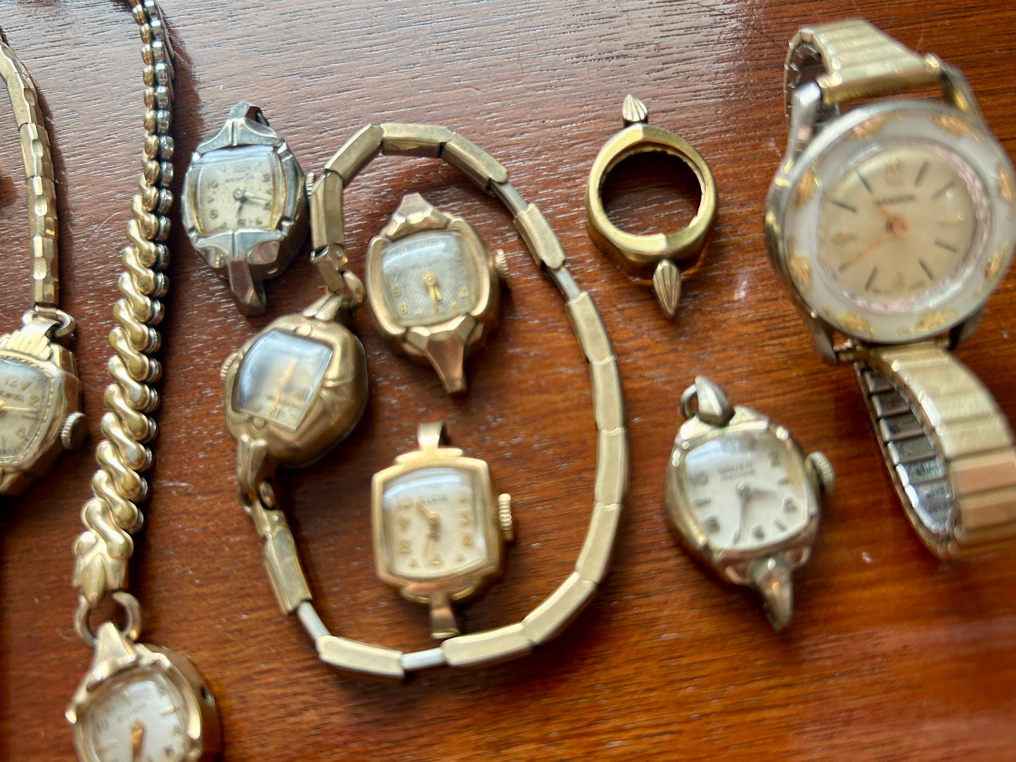 Huge Lot of Gold Filled Rolled Gold Vintage Womens Watch Bulova Elgin Gruen More