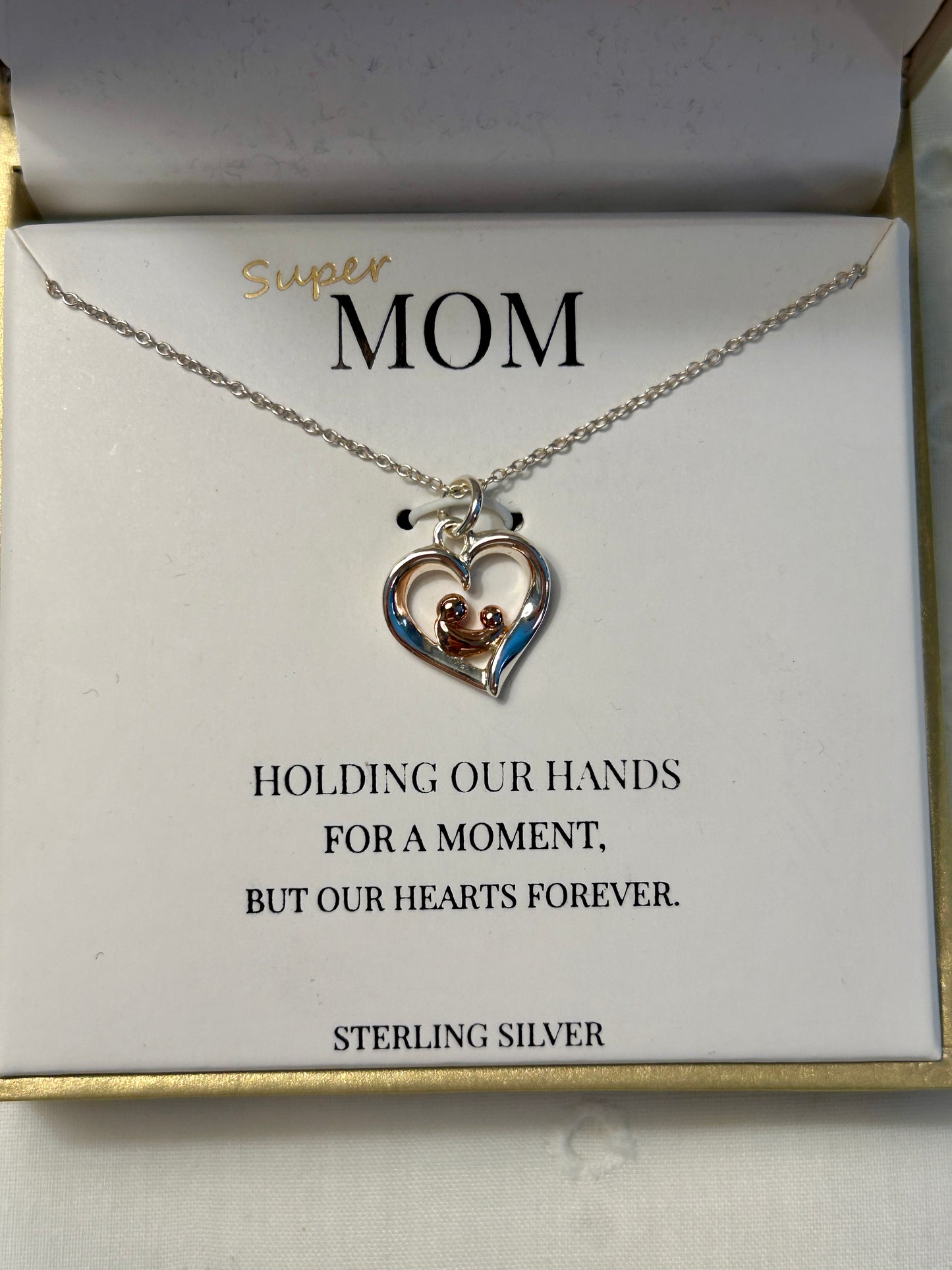 Footnotes Super Mom Sterling Silver Heart Necklace In Box