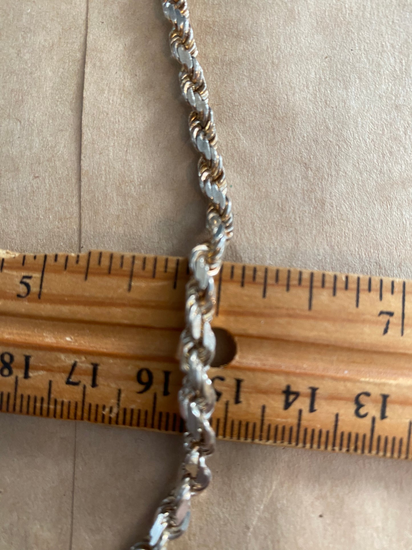 Sterling Silver 925 Twist Chain Necklace 20" Long x 4mm Wide