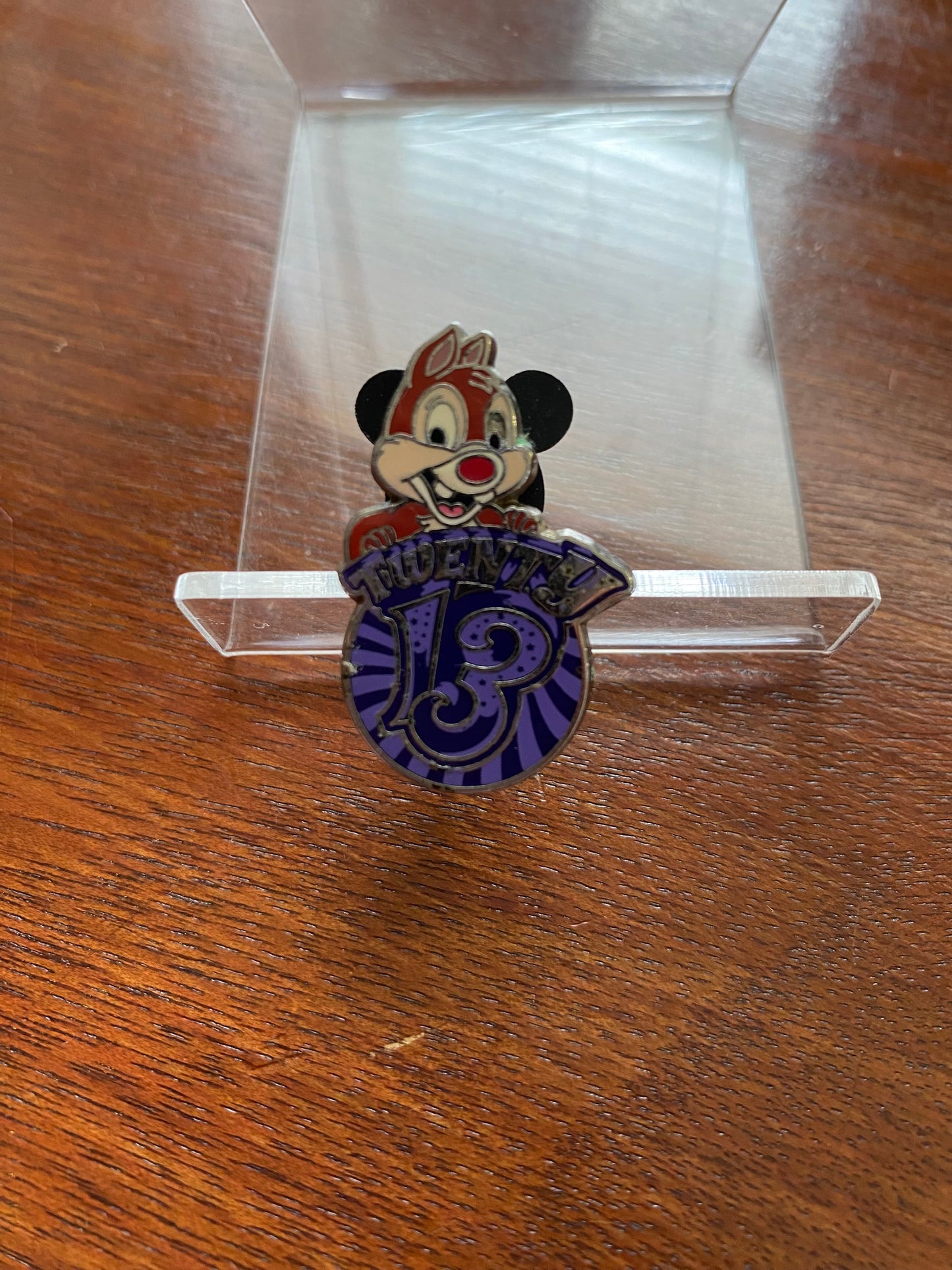 Disney Enamel Purple Black Painted Chip 'n' Dale Collectible Pin Brooch