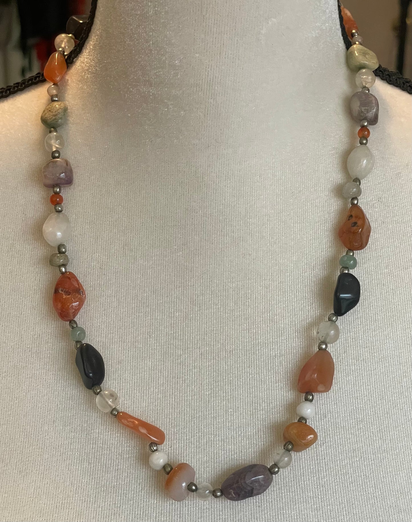 Multi Colored Polished Agate Stone Necklace