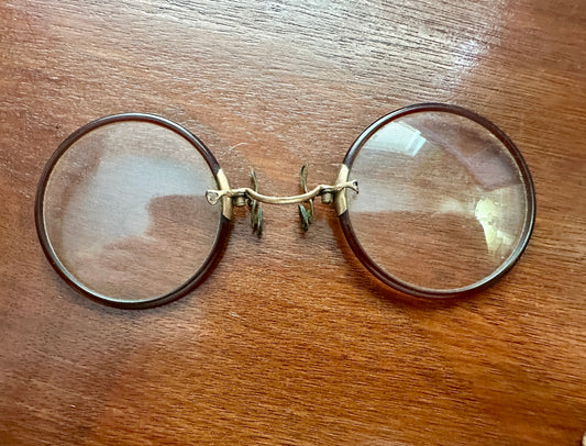 Antique Pince-Nez Gold Filled Celluloid Eyeglasses Frames Glasses