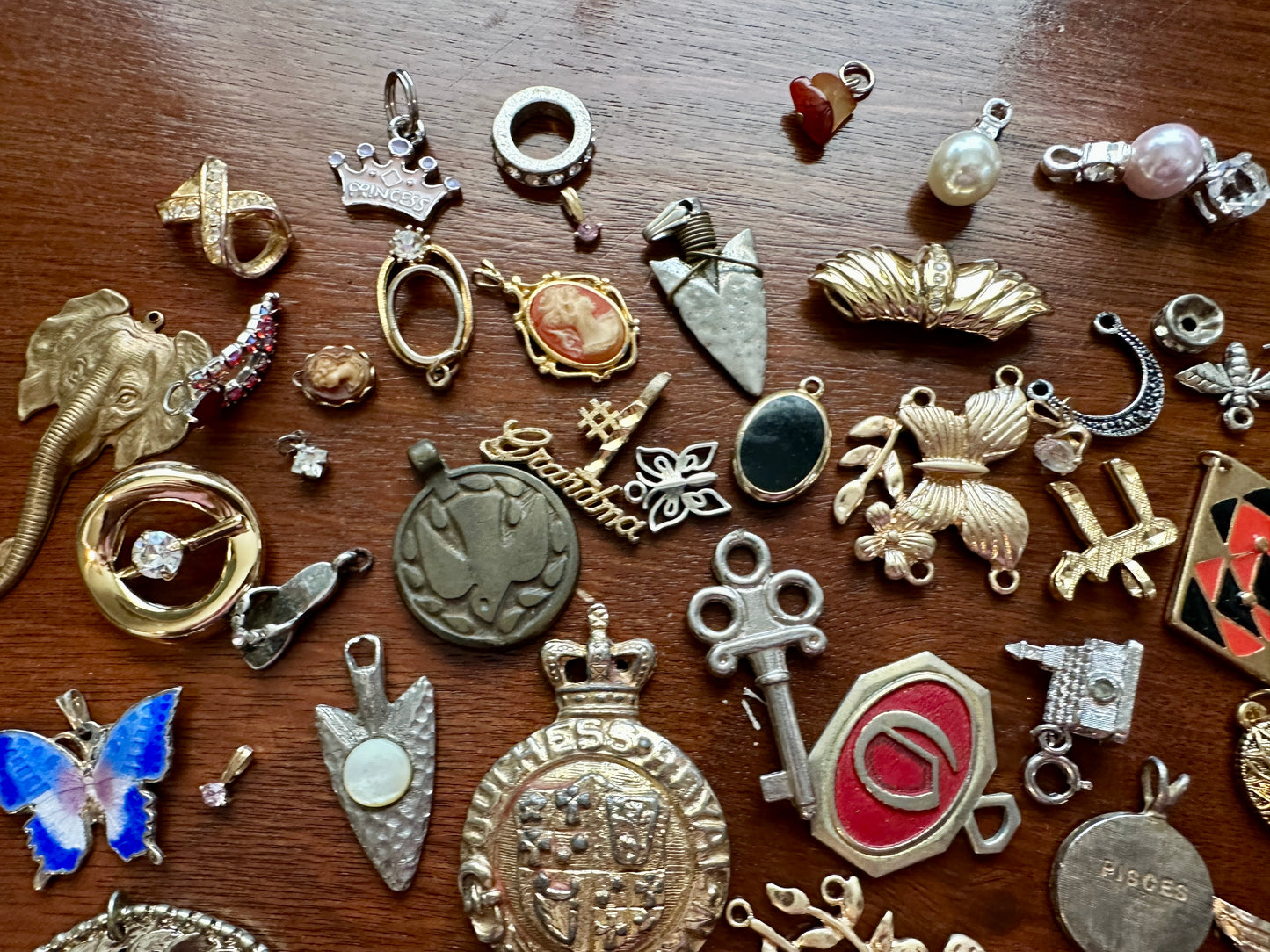 Vintage Pendant Charm Lot Heraldry Key Turtle Enamel Gold Silver Cloissone More