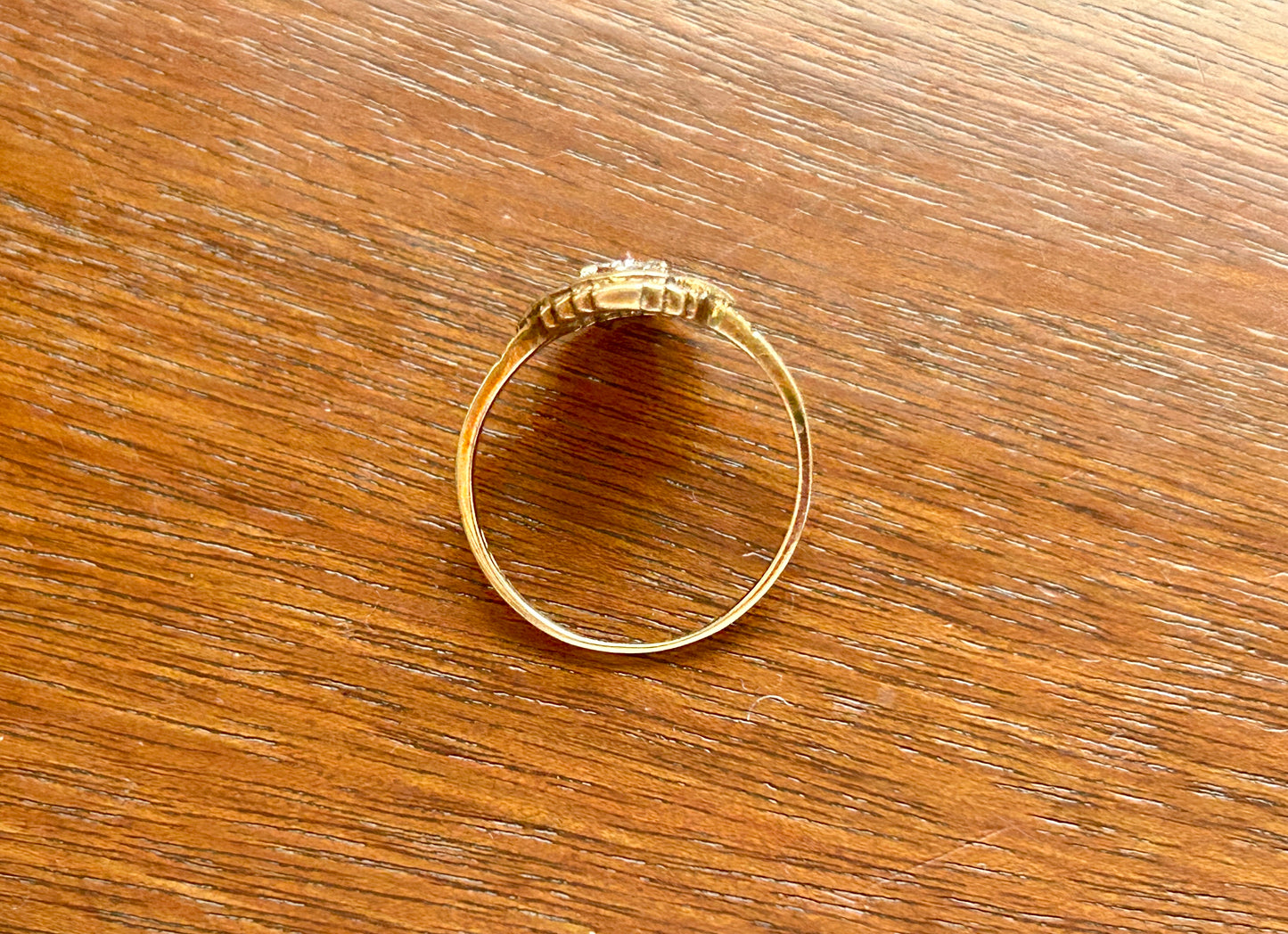 Vintage 10k Yellow Gold Diamond Accent Signet Deco Style Ring Sz 8