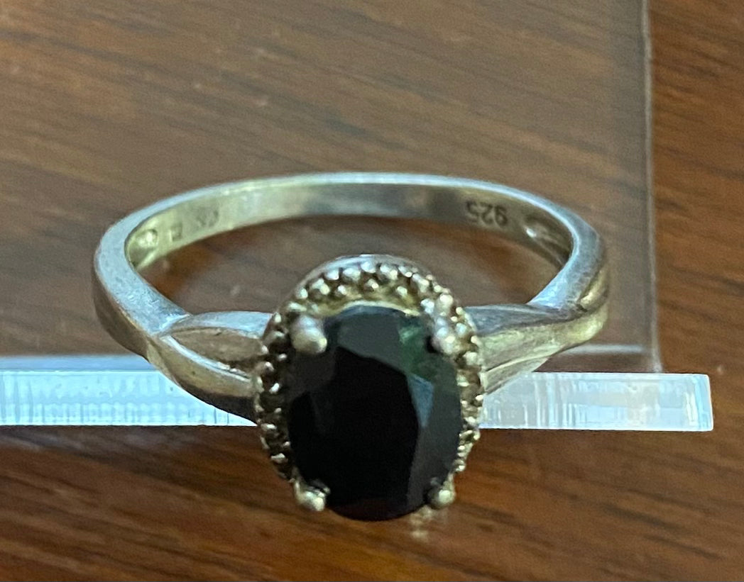 Sterling Silver 925 Onyx Ring Sz 6.75 Signed CN