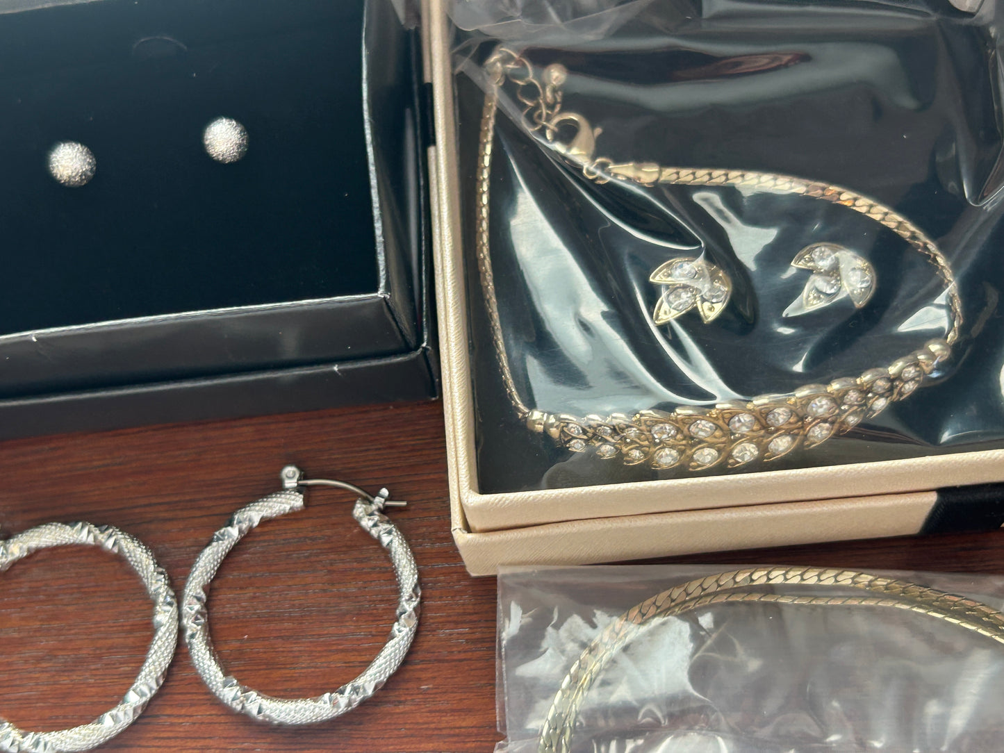 Avon Jewelry Lot Some New Gold Silver Tone Earrings Rhinestones Necklace w Boxes