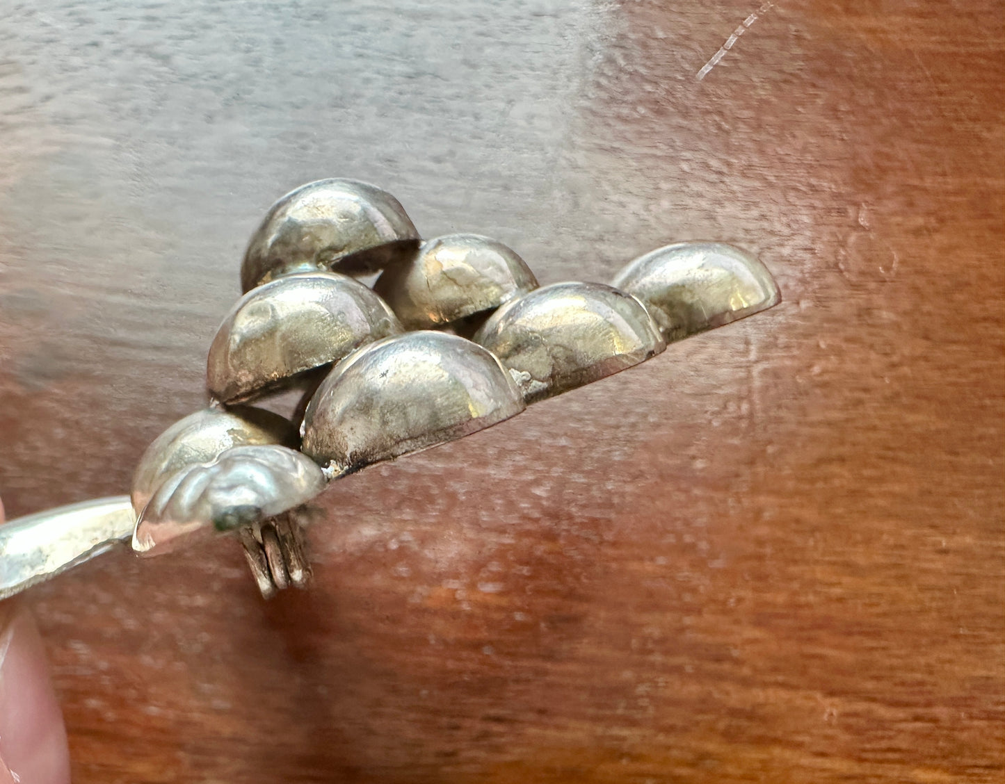 Vintage Mexico Silver Wash Large Grape Cluster Brooch Pin