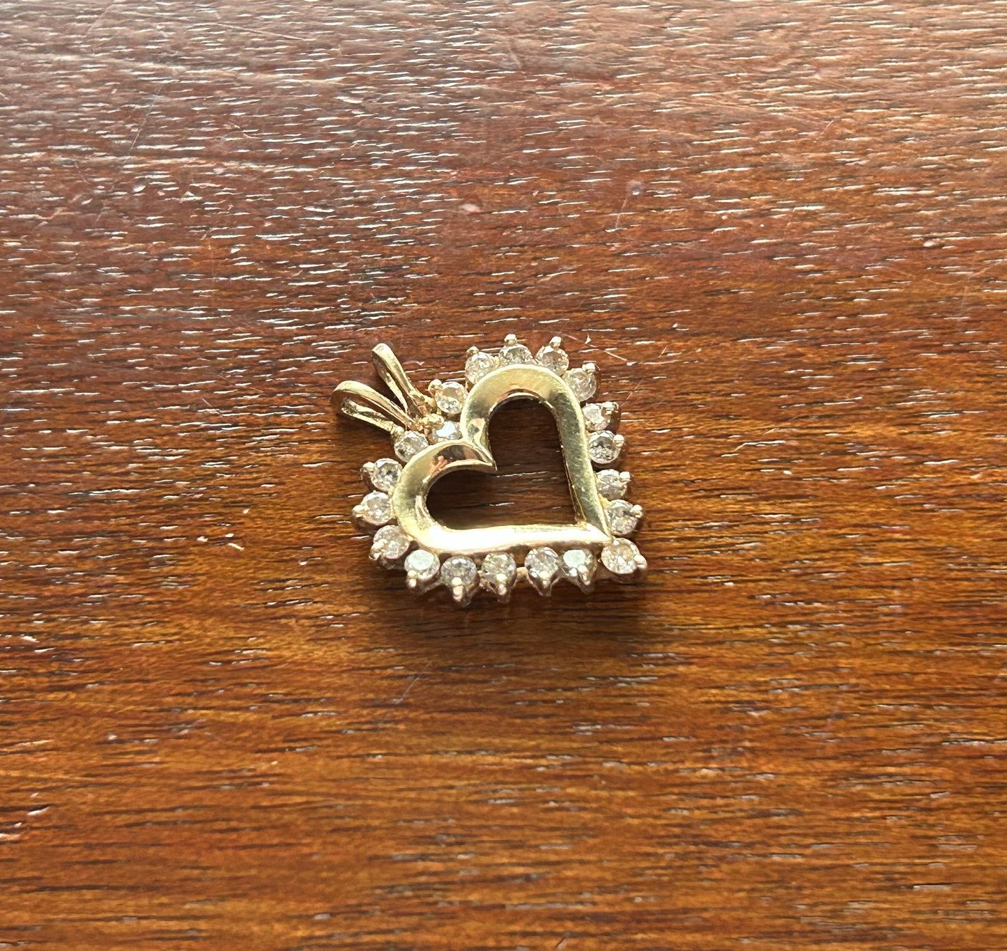 10k Yellow Gold .50ctw Diamond Surround Heart Necklace Pendant