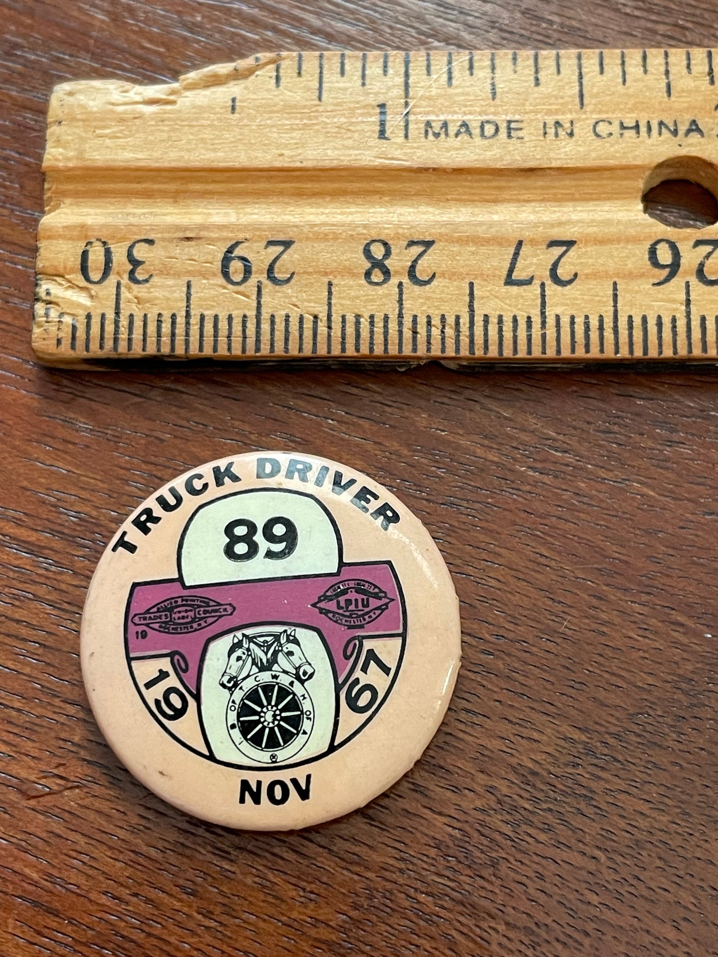 Vintage Truck Drivers Union 1967 #89 Enamel Pin Pinback Brooch