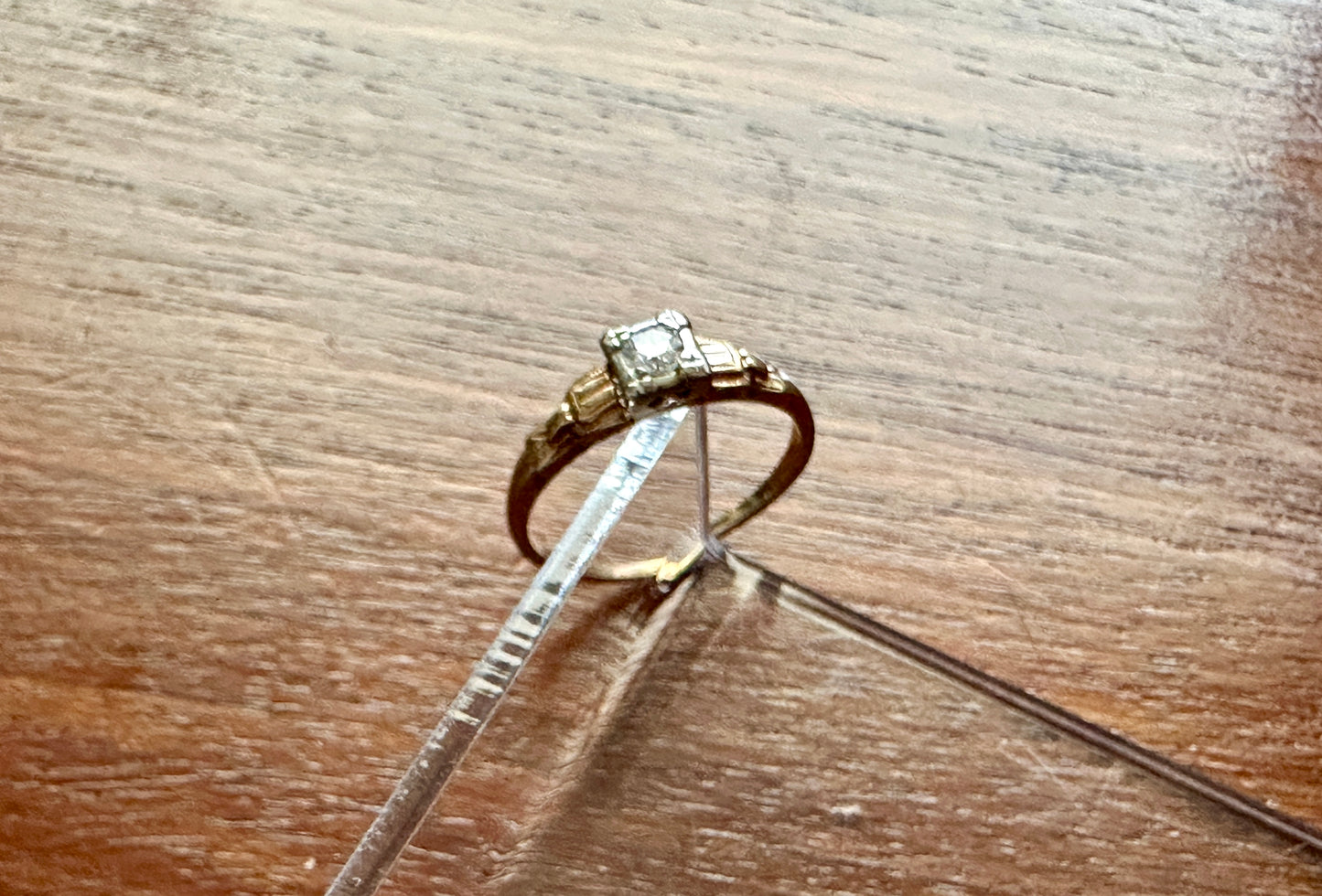 Vintage 14k Yellow Gold Diamond Engagement Ring Sz 5.25