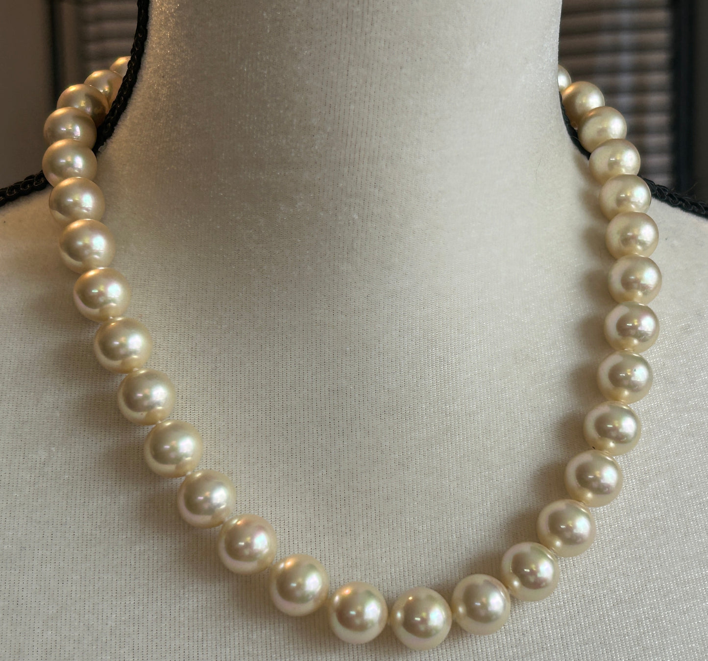 Vintage Majorica 12mm Faux Pearl Gold Vermeil Sterling Silver Necklace 20" Long