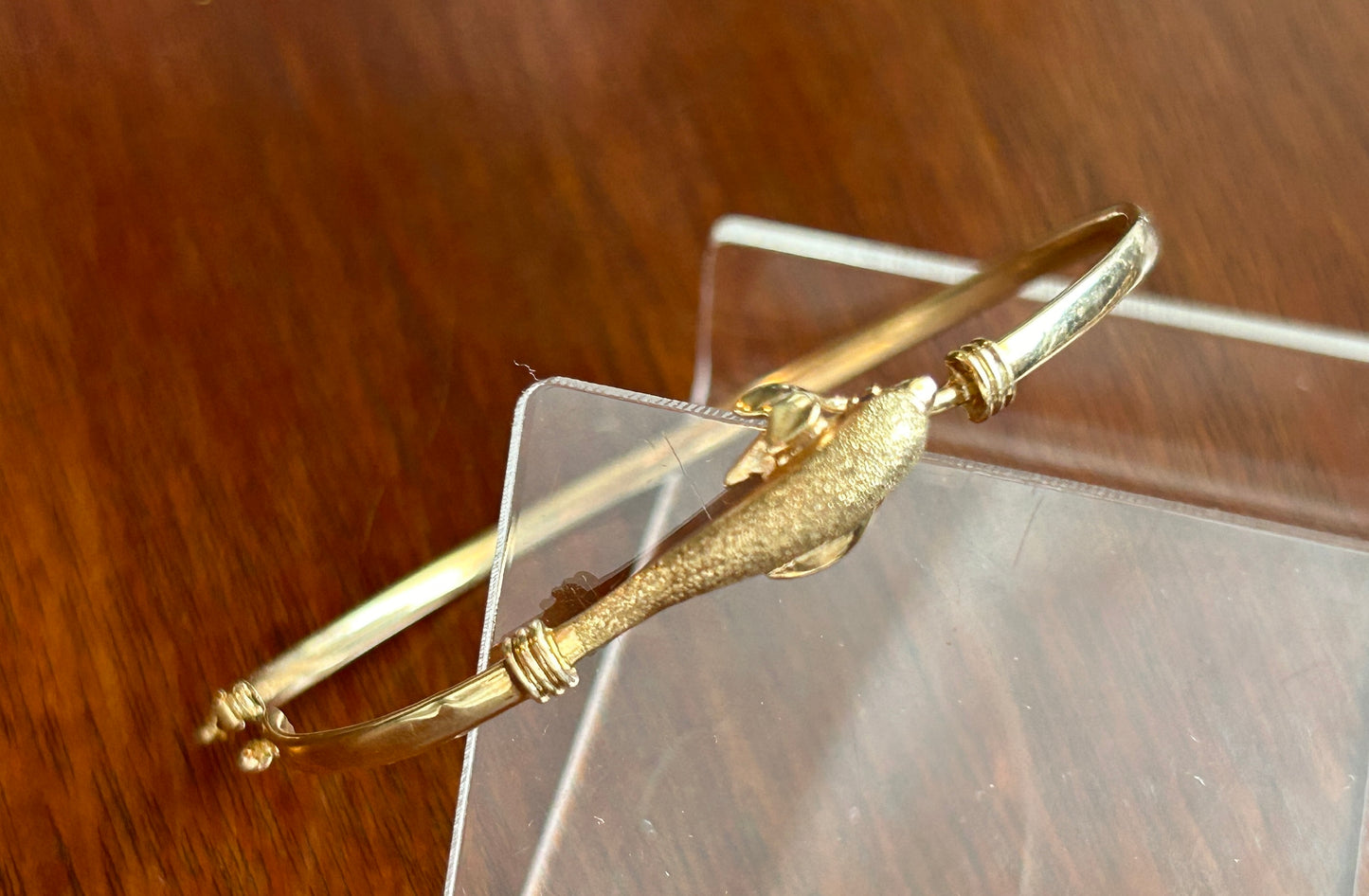 10k Yellow Gold Koi Fish Bangle Bracelet