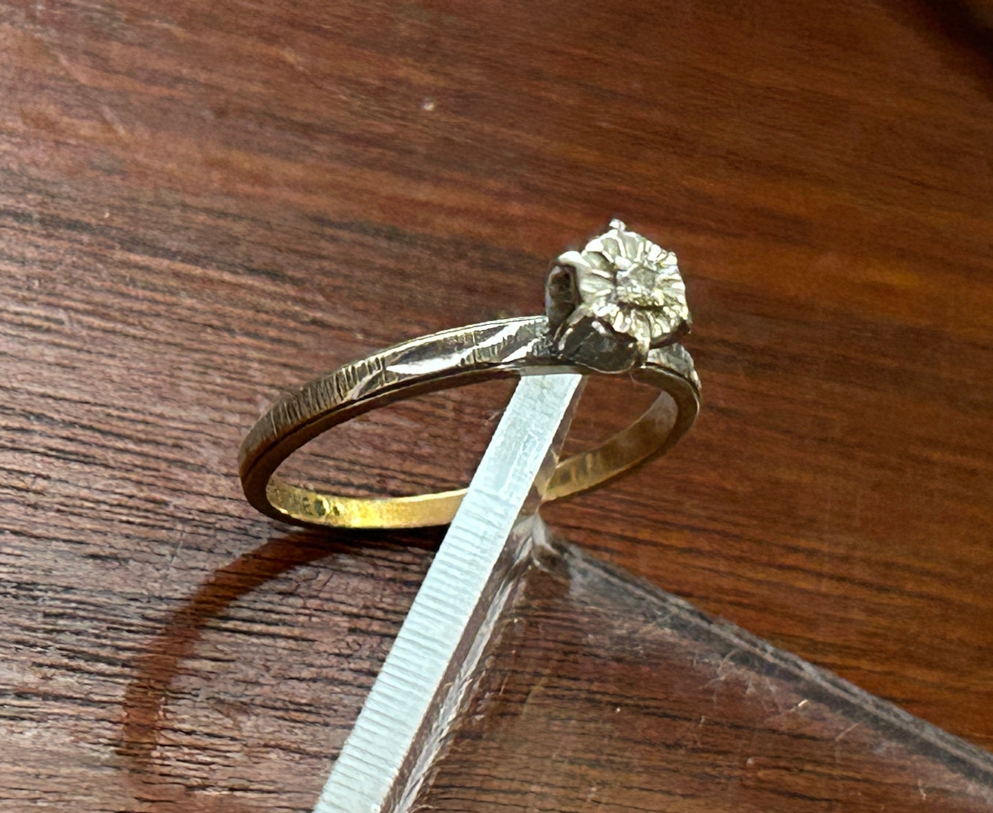 Vintage 14k Yellow White Gold Diamond Engagement Ring Sz 6.25 Signed Keepsake