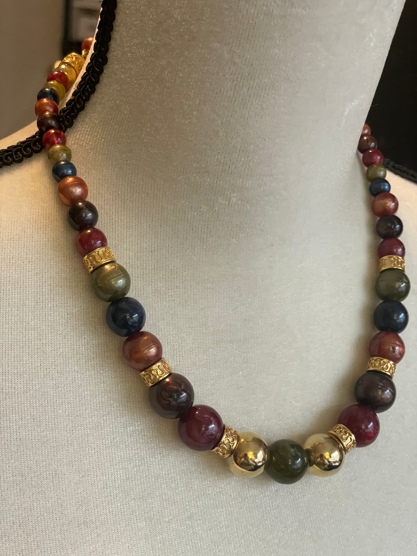 Vintage Liz Claiborne Multi Colored Bead Necklace