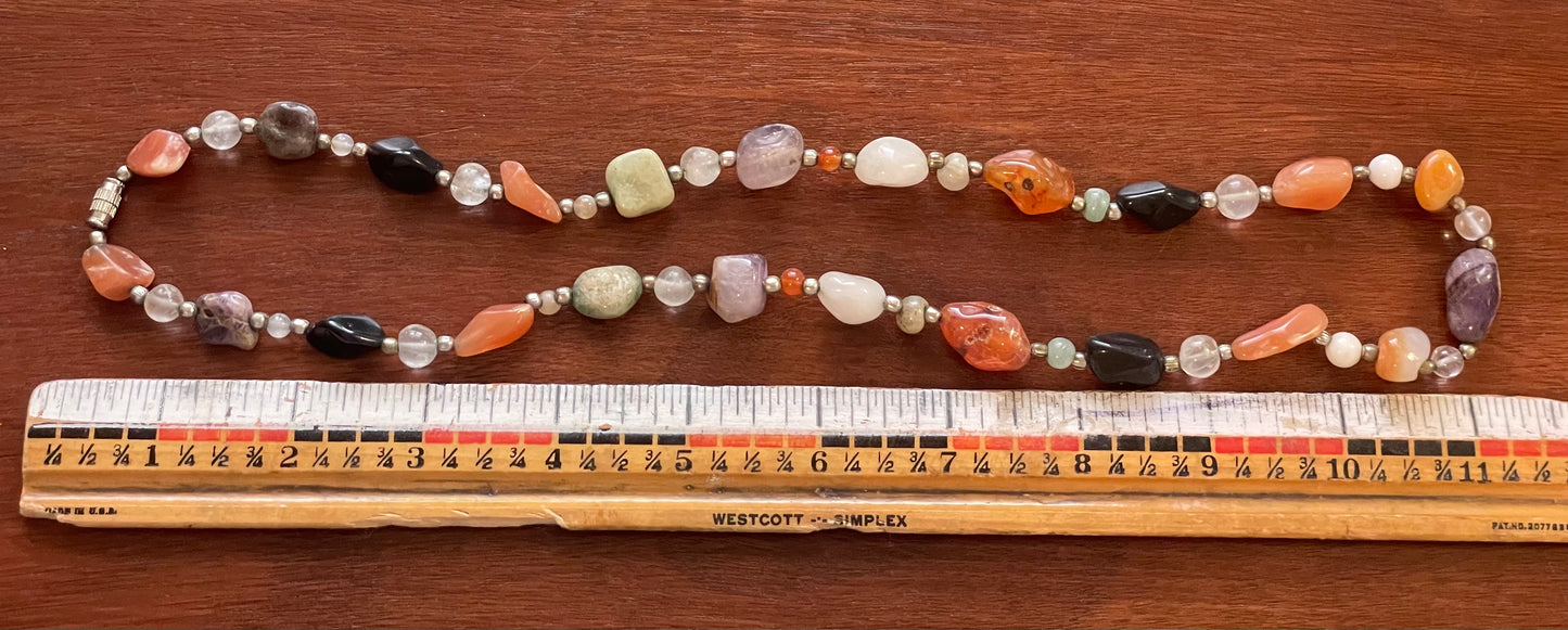 Multi Colored Polished Agate Stone Necklace